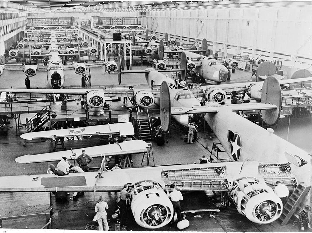 B-24 Liberator final assembly area at Willow Run B-24 Liberator final assembly area at Willow Run